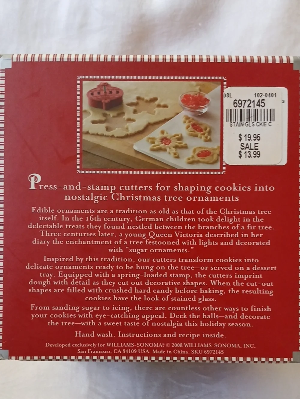 Williams Sonoma Stained Glass Cookie Cutters Christmas Ornaments Set Of 4